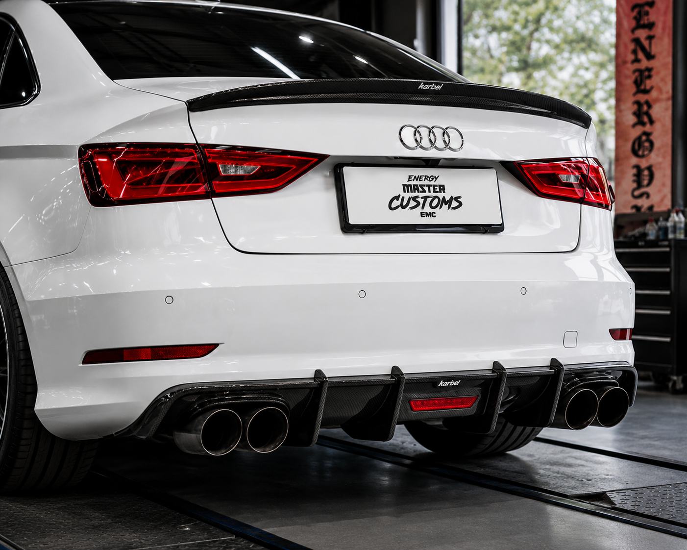 Karbel-Dry Carbon Rear Diffuser for Audi S3 A3 (with S bumper Only) 8V Sedan Carbon Fiber