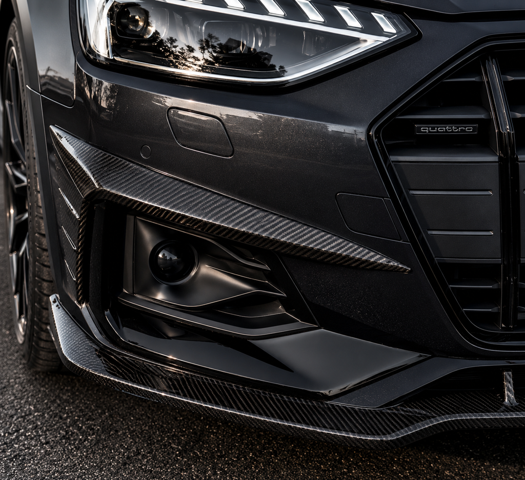 Karbel-Dry Carbon Front Upper Valences for Audi A4 Allroad B9.5 2020-ON Pre-preg Carbon Fiber