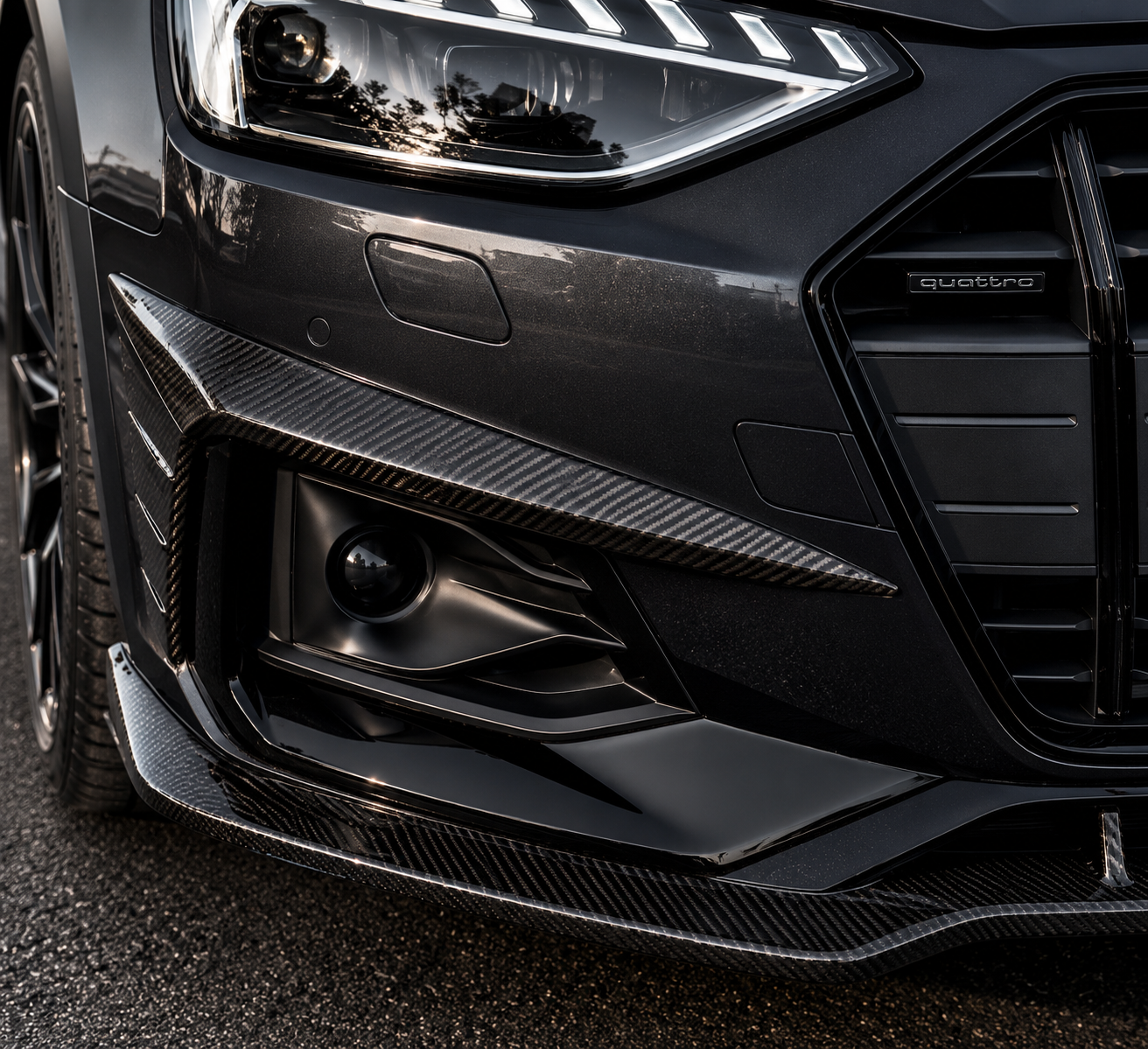 Karbel-Dry Carbon Front Upper Valences for Audi A4 Allroad B9.5 2020-ON Pre-preg Carbon Fiber
