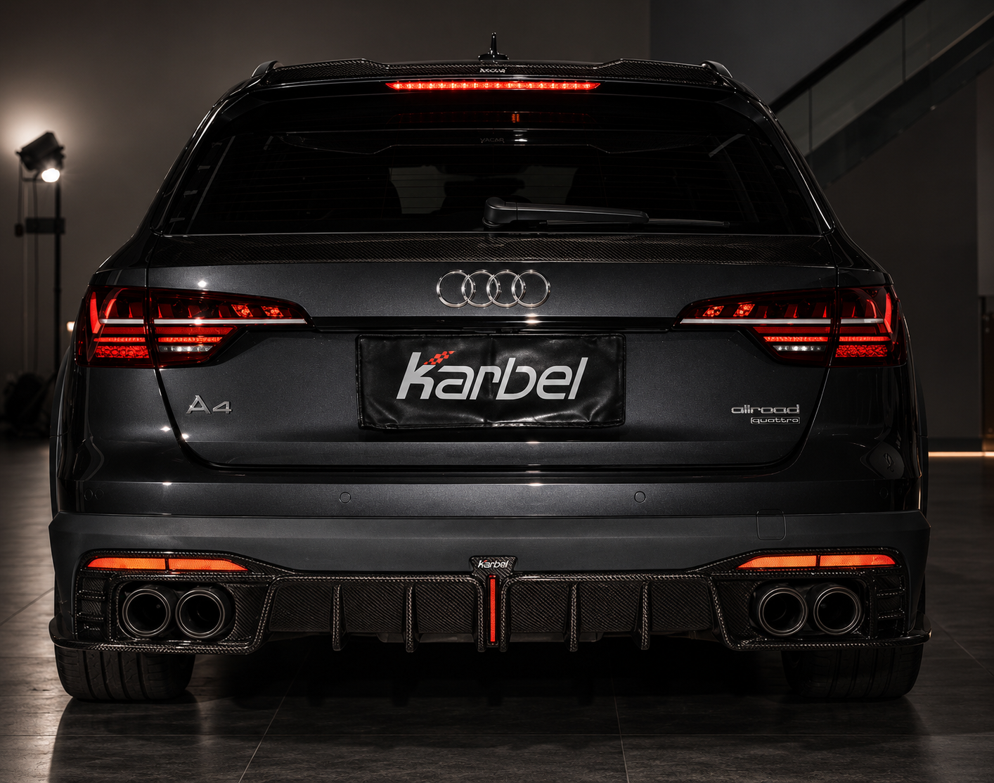 Karbel-Dry Carbon Rear Roof Spoiler Audi A4 Allroad B9 B9.5 2017-ONWARD Carbon Fiber