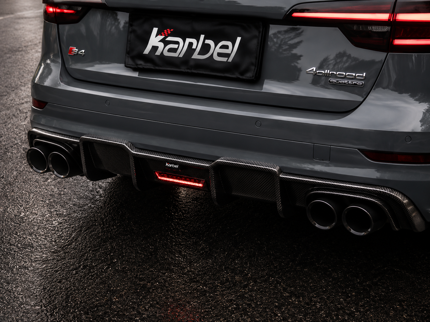Karbel-Dry Carbon Rear Diffuser for Audi A4 Allroad B9 2017-2019 Pre-preg Carbon Fiber