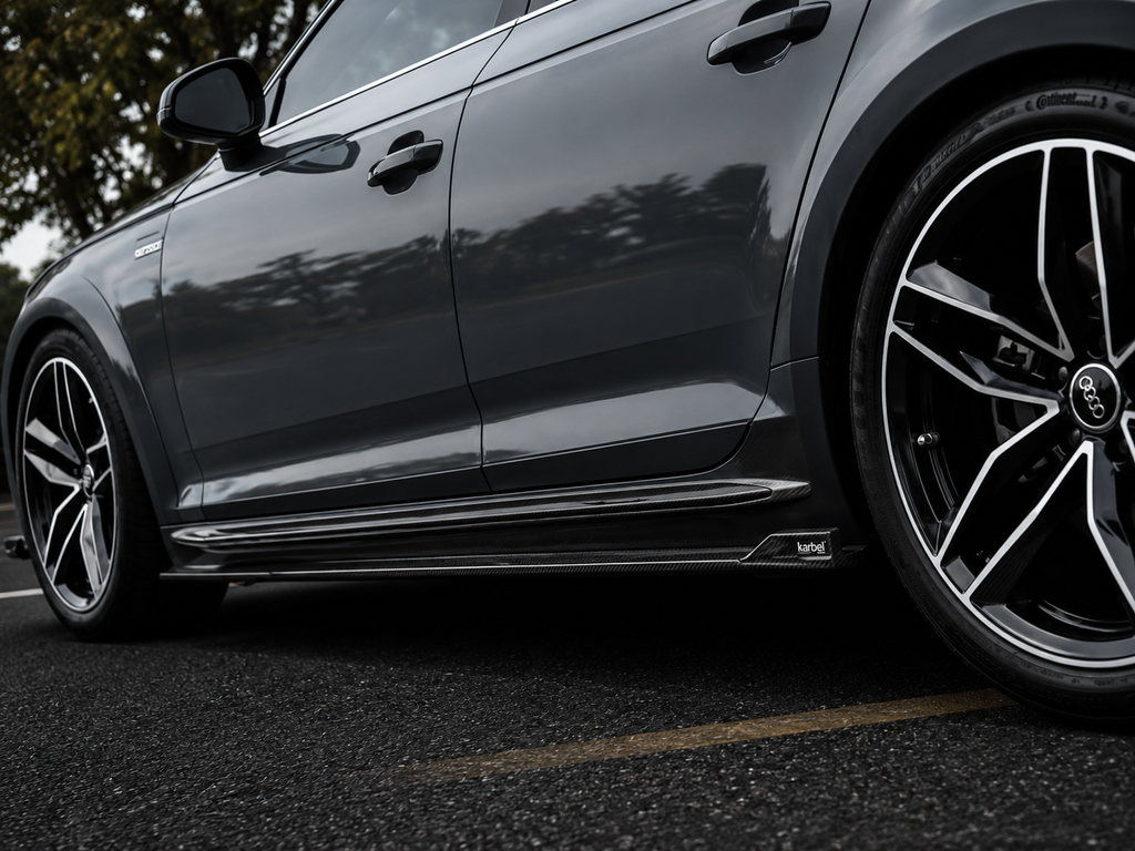 Karbel-Dry Carbon Side Skirts For Audi A4 Allroad B9 2017-2019 Pre-preg Carbon Fiber