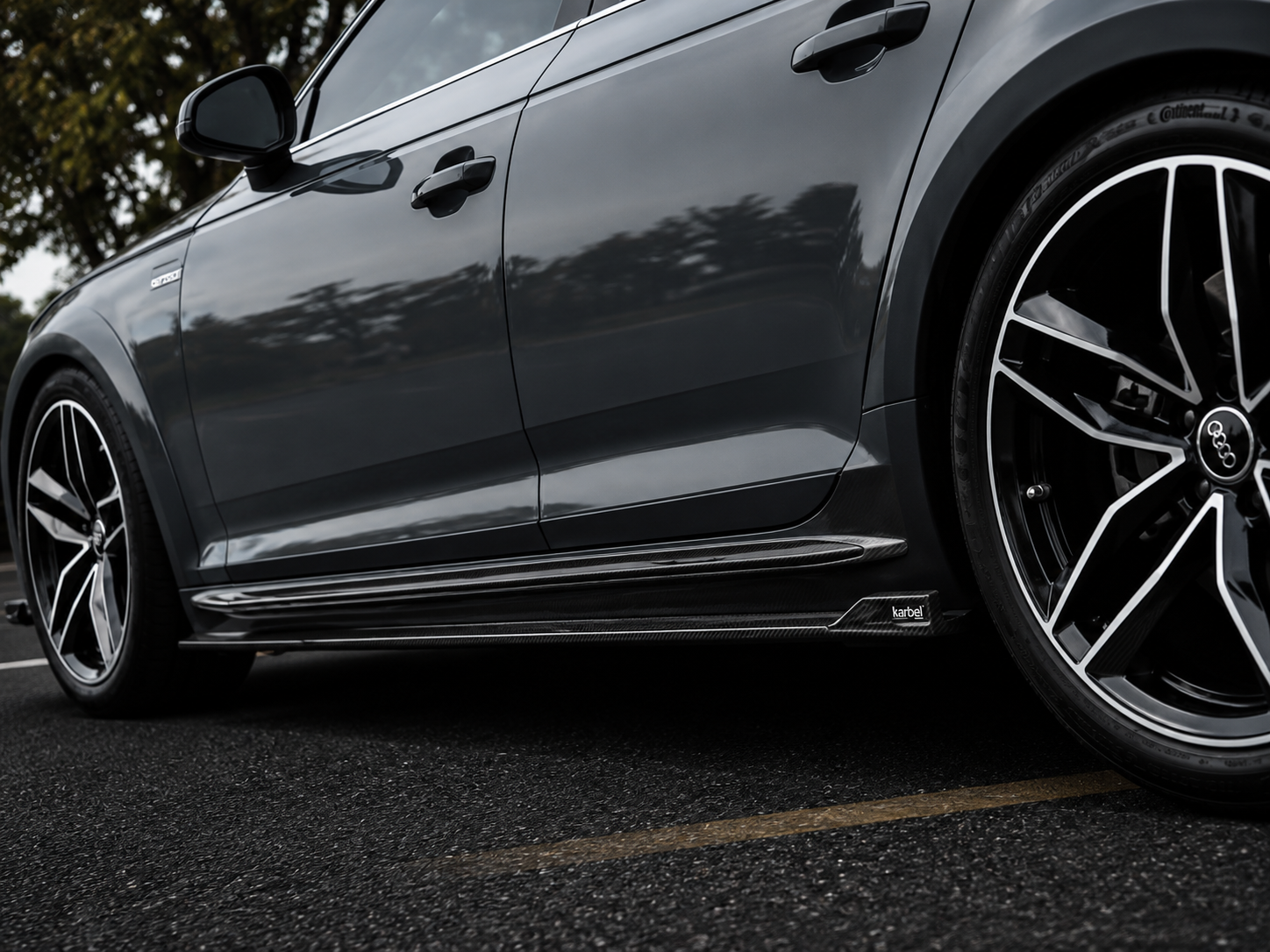Karbel-Dry Carbon Side Skirts For Audi A4 Allroad B9 2017-2019 Pre-preg Carbon Fiber