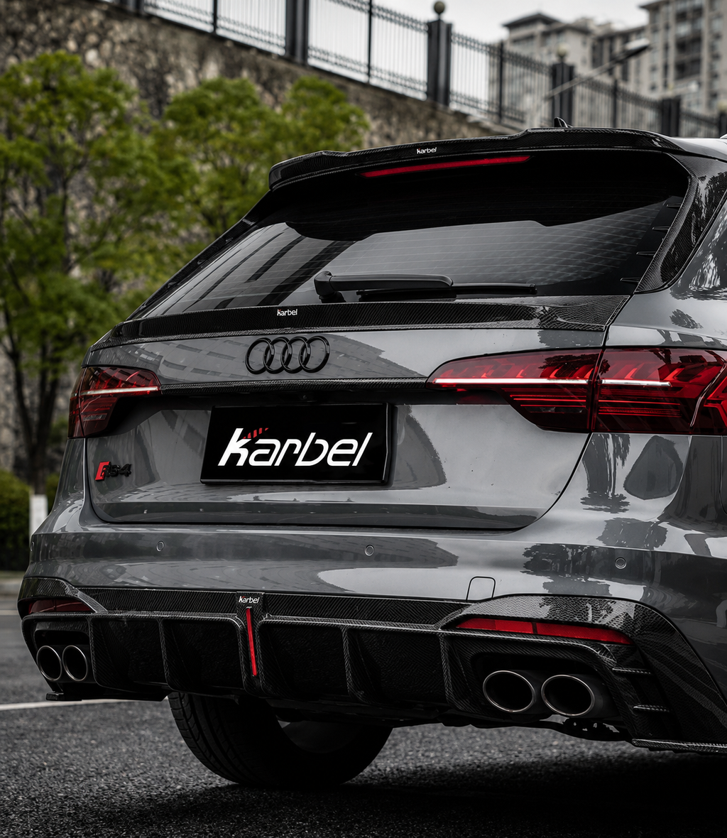Karbel-Dry Carbon V1 Rear Diffuser & Canards for Audi S4 B9.5 2020-ON Carbon Fiber
