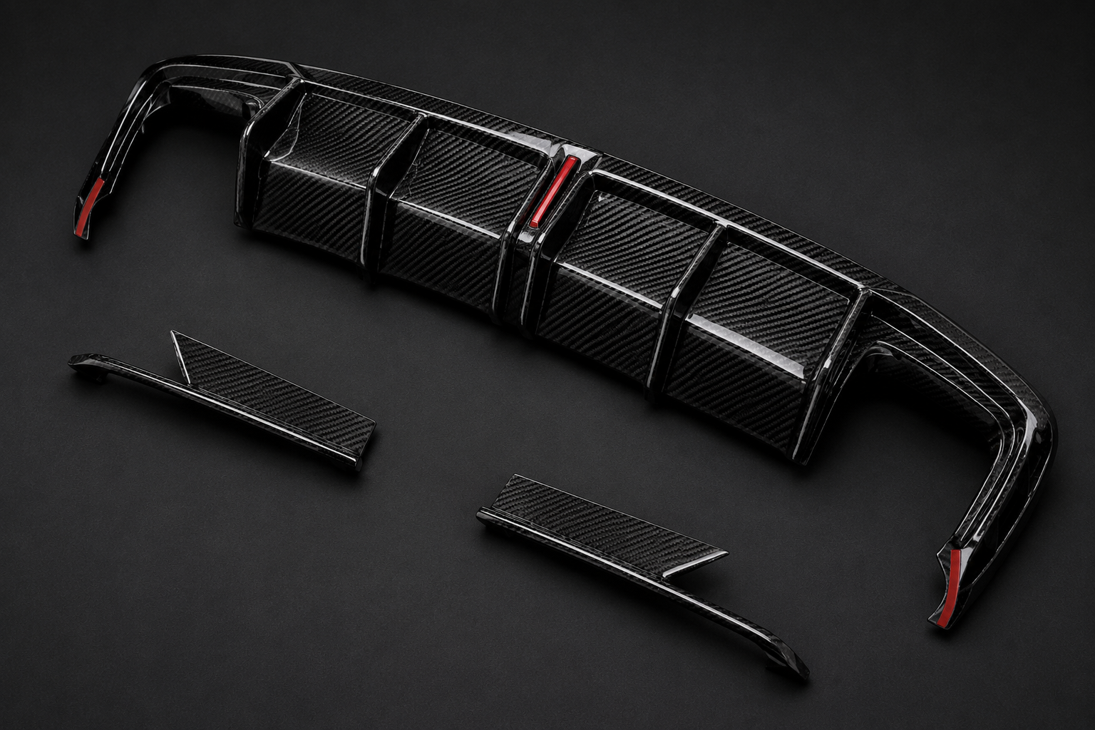 Karbel-Dry Carbon V1 Rear Diffuser & Canards for Audi S4 B9.5 2020-ON Carbon Fiber