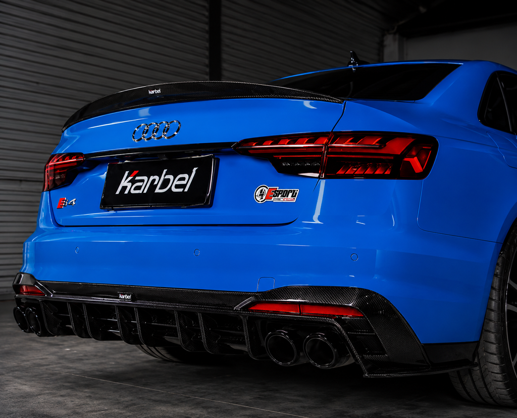 Karbel-Dry Carbon V2 Rear Diffuser & Canards for Audi S4 B9.5 2020-ON Carbon Fiber