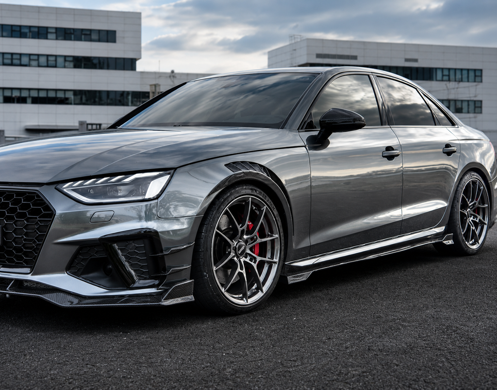 Karbel-Dry Carbon V2 Side Skirts for Audi S4 A4 B9 / B9.5 2017-ON Pre-preg Carbon Fiber