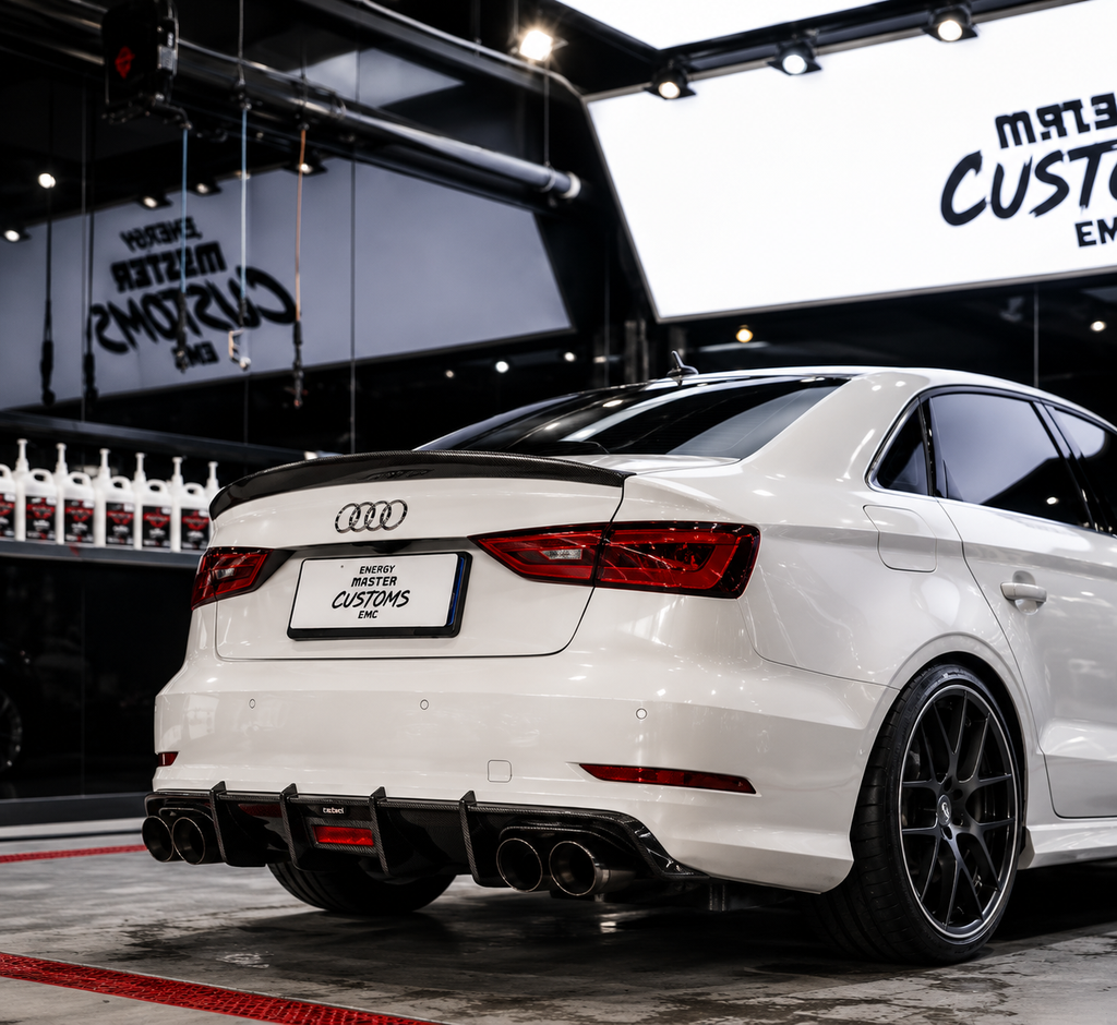 Karbel-Dry Carbon Rear Diffuser for Audi S3 A3 (with S bumper Only) 8V Sedan Carbon Fiber