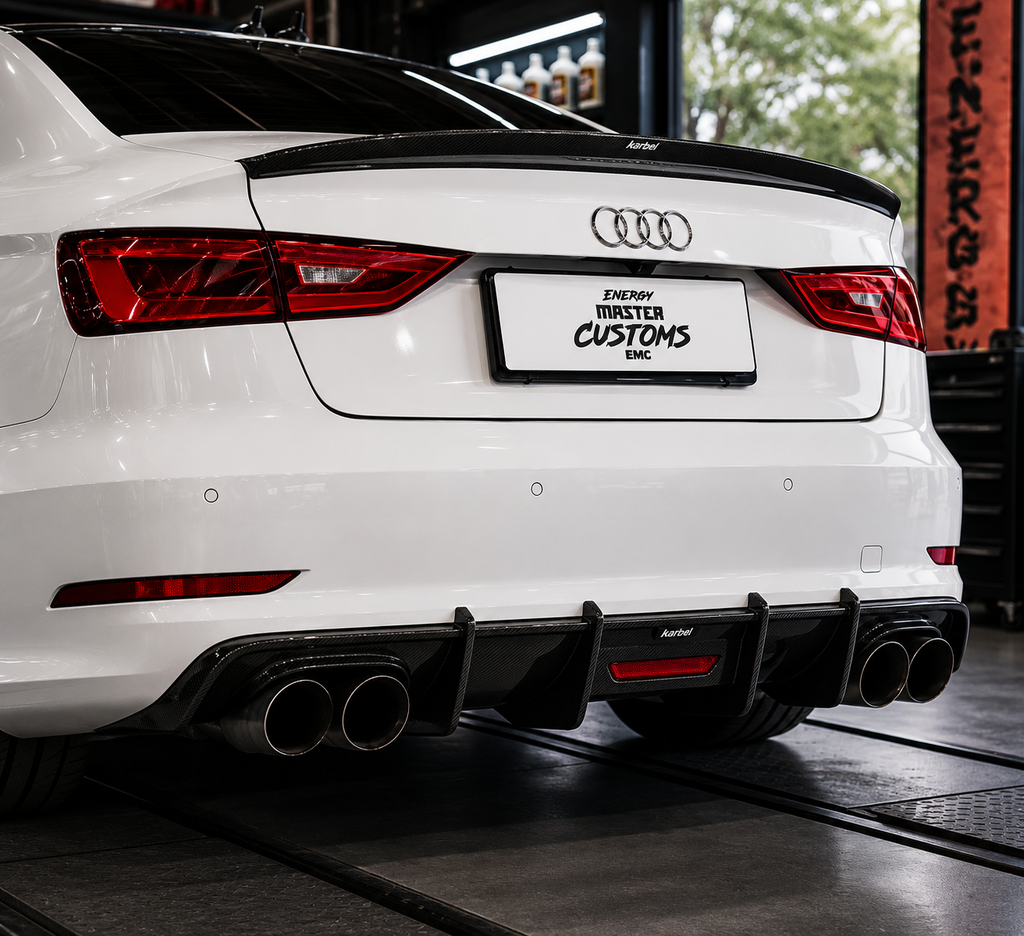 Karbel-Dry Carbon Rear Diffuser for Audi S3 A3 (with S bumper Only) 8V Sedan Carbon Fiber