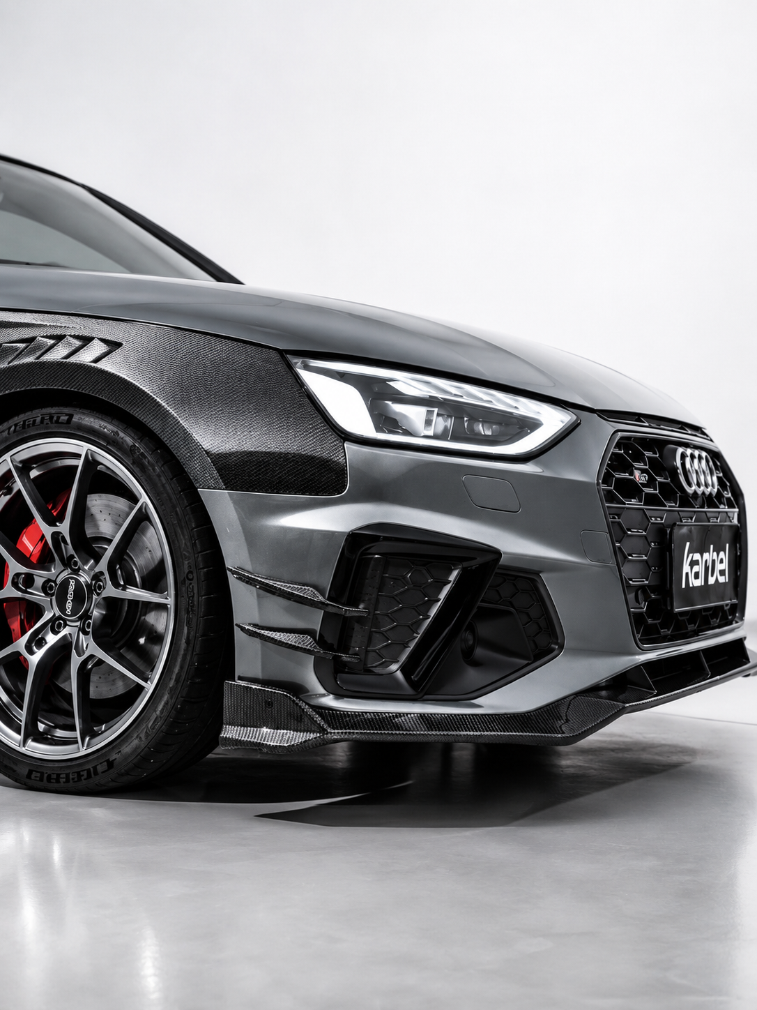 Karbel-Dry Carbon V3 Front Canards for Audi S4 A4 S-line B9.5 Pre-preg Carbon Fiber