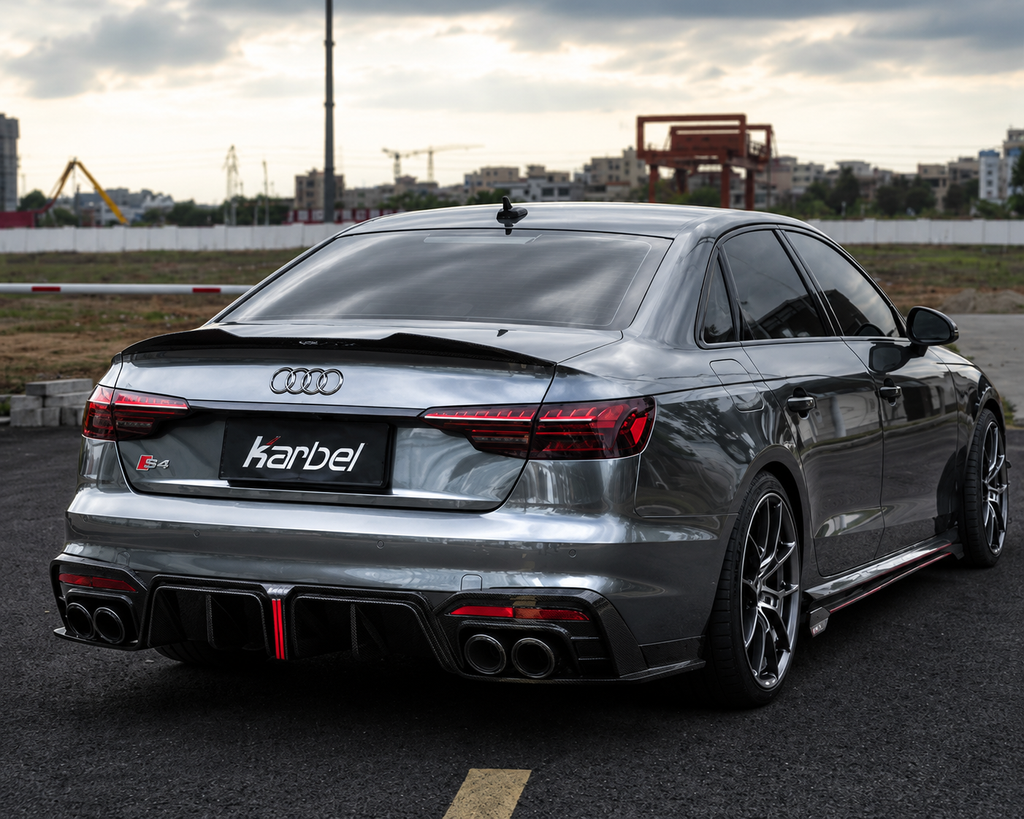 Karbel-Dry Carbon V3 Rear Diffuser & Canards for Audi S4 B9.5 Pre-preg Carbon Fiber