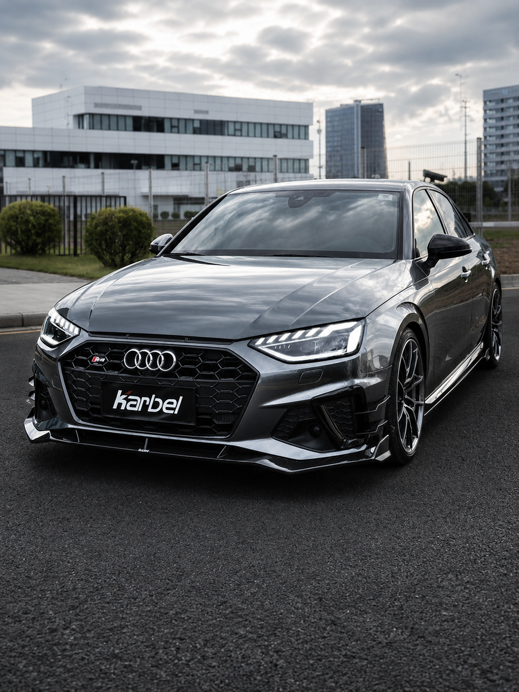 Karbel-Dry Carbon V3 Front Lip for Audi S4 A4 S-line B9.5 2020-ON Pre-preg Carbon Fiber