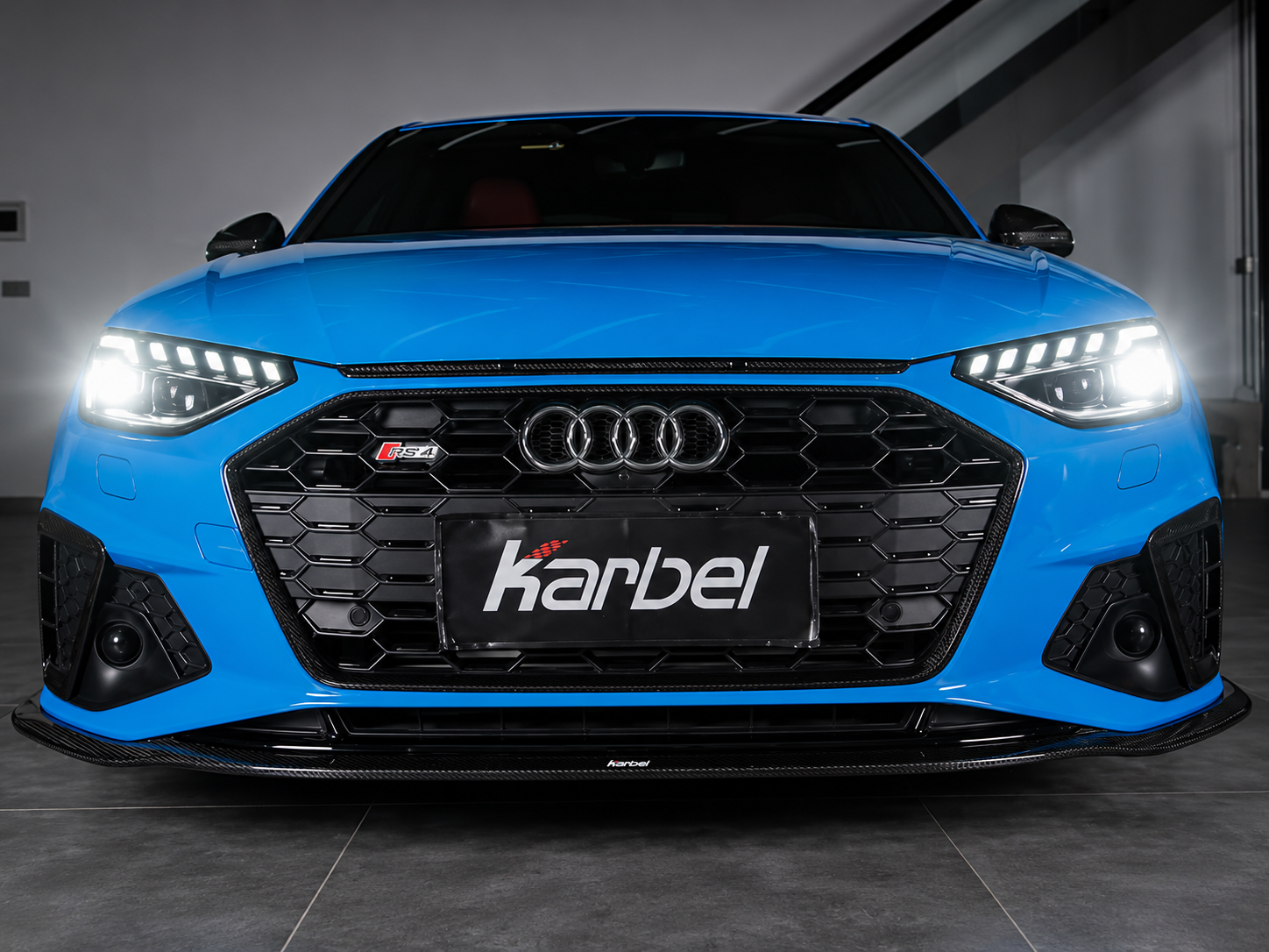 Karbel-Dry Carbon V1 Front Lip for Audi S4 A4 S - Line B9.5 Pre-preg Carbon Fiber