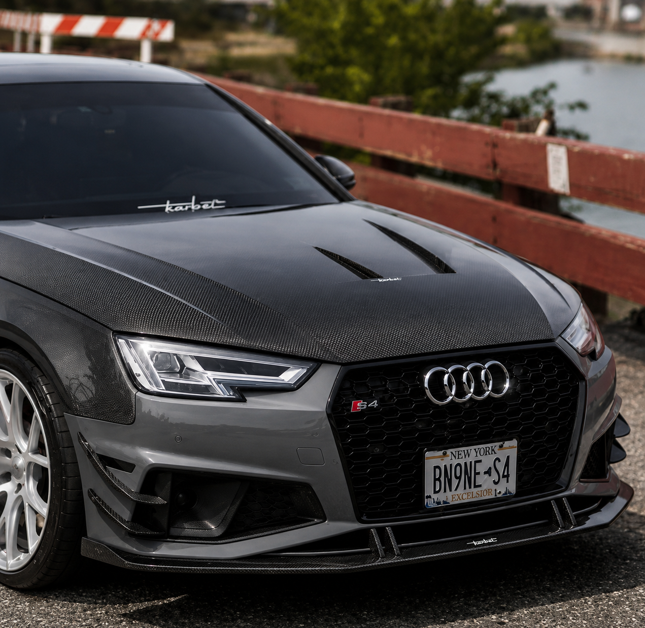 Karbel-Dry Carbon Front Bumper Canards for Audi S4 & A4 S Line 2019 B9 Pre-preg Carbon Fiber