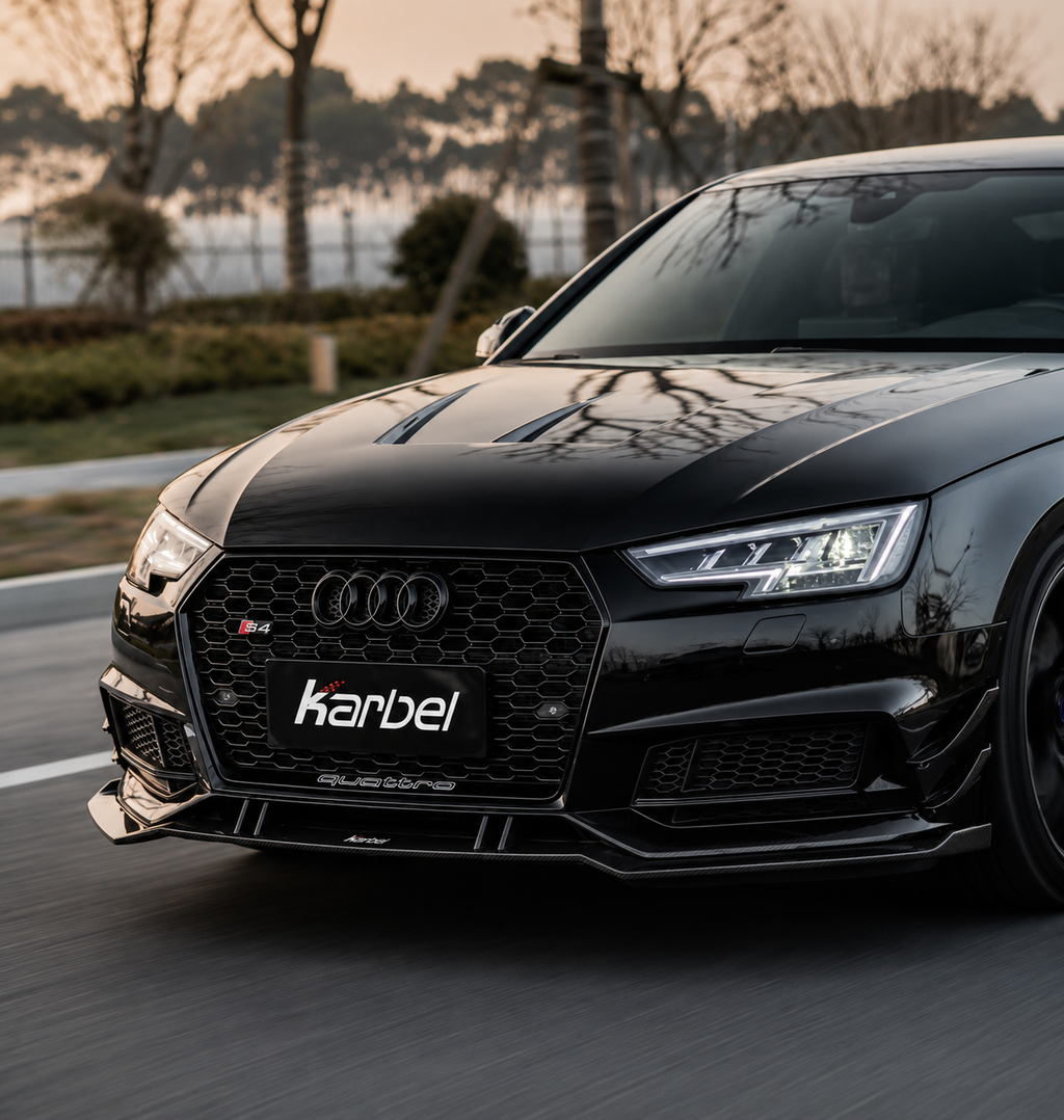 Karbel-Dry Carbon Front Lip Ver.2 for Audi S4 & A4 S Line 2017-2018 B9 Pre-preg Carbon Fiber