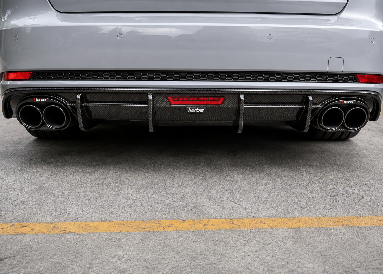 Karbel-Dry Carbon V3 RS4 Style Rear Diffuser for Audi S4 & A4 S Line 2017-2019 B9 Pre-preg Carbon Fiber
