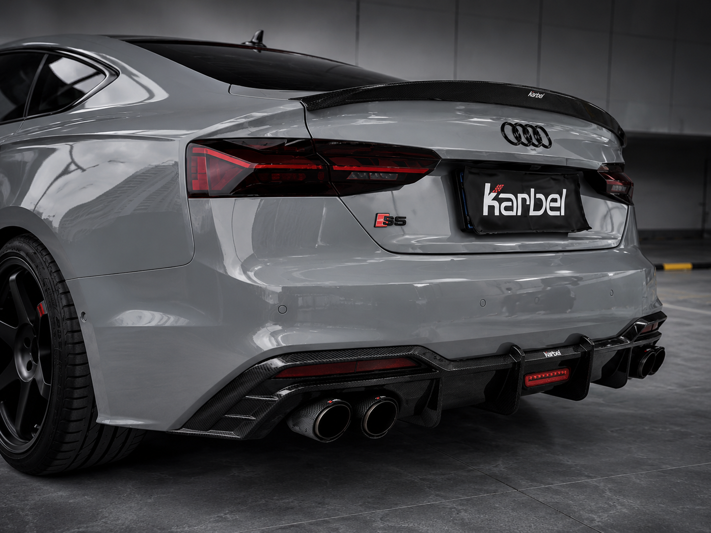 Karbel-Dry Carbon Trunk Lid Rear Trim for Audi S5 A5 S-bumper 2020-Early 2025 B9.5 Carbon Fiber