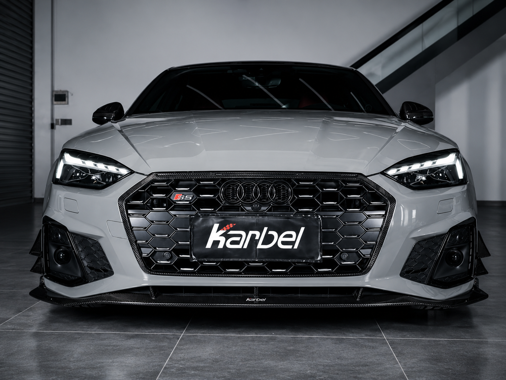 Karbel-Dry Carbon Front Lip Ver.2 for Audi S5 & A5 S Line 2020-Early 2025 B9.5 Carbon Fiber