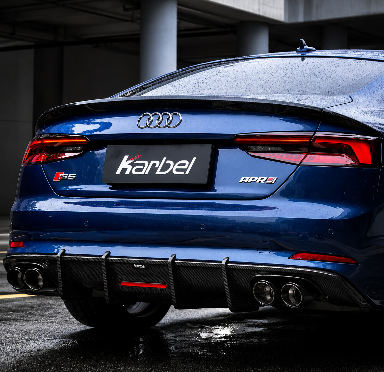 Karbel-Dry Carbon Rear Diffuser for Audi S5 & A5 S-bumper 2017-2019 B9 Dry Pre-preg Carbon Fiber