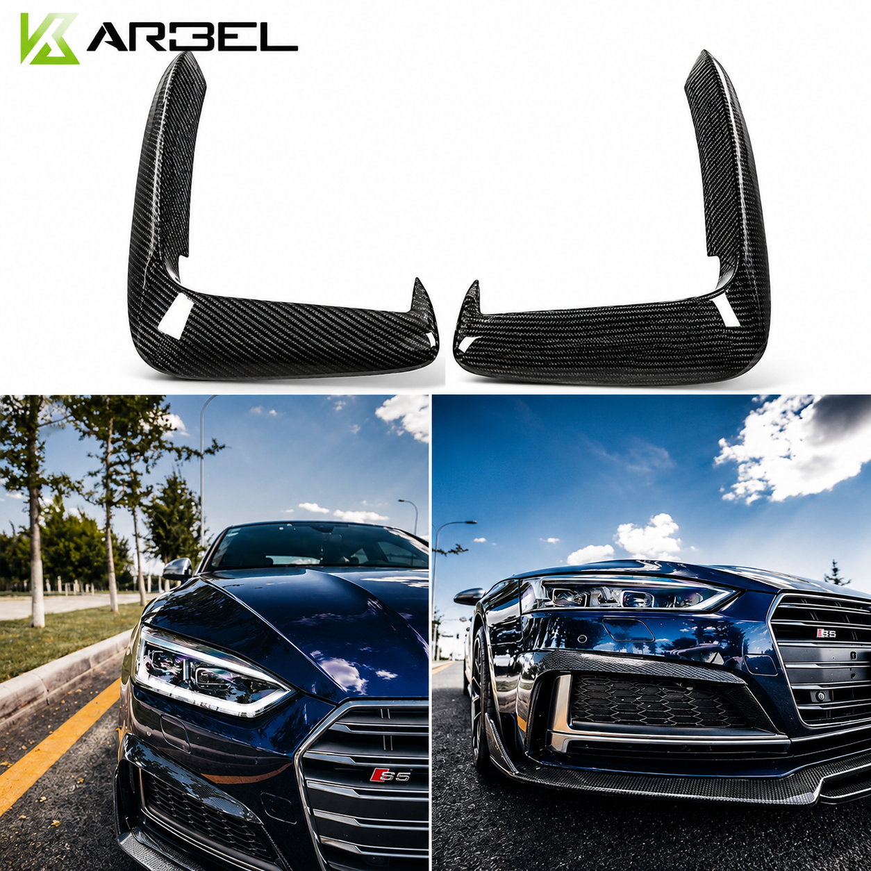 Karbel-Dry Carbon Upper Valences for Audi S5 A5 B9 2017-2019 Pre-preg Carbon Fiber