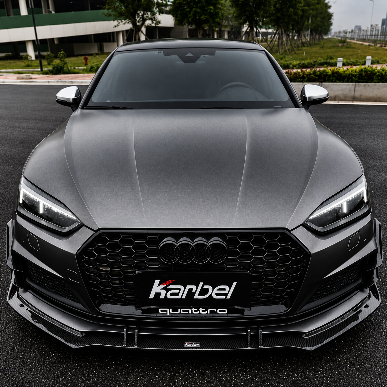 Karbel-Dry Carbon V1 Front Lip for Audi S5 A5 S-bumper B9 Carbon Fiber