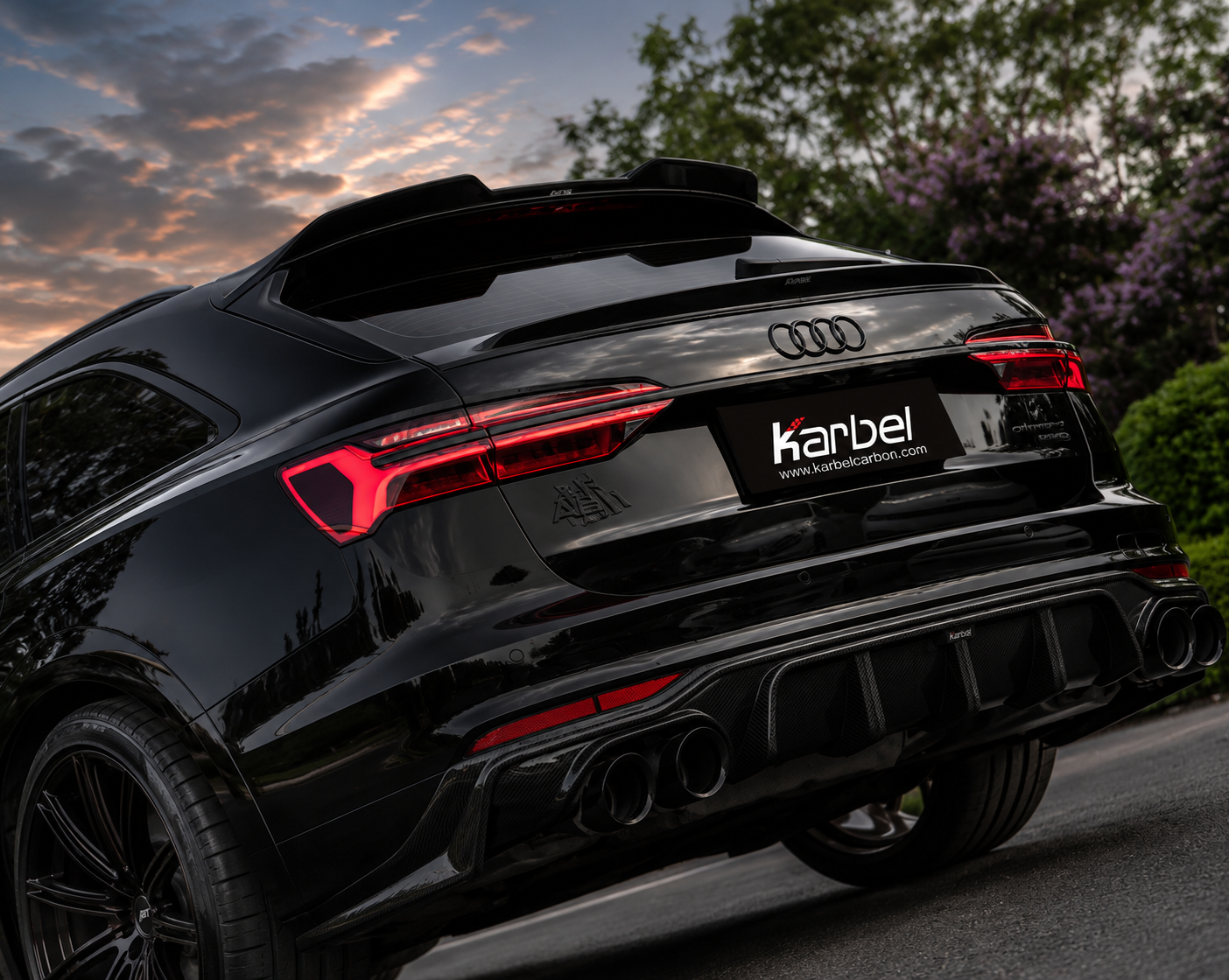 Karbel-Dry Carbon V1 Rear Diffuser for Audi A6 Allroad C8 2020-ON Carbon Fiber