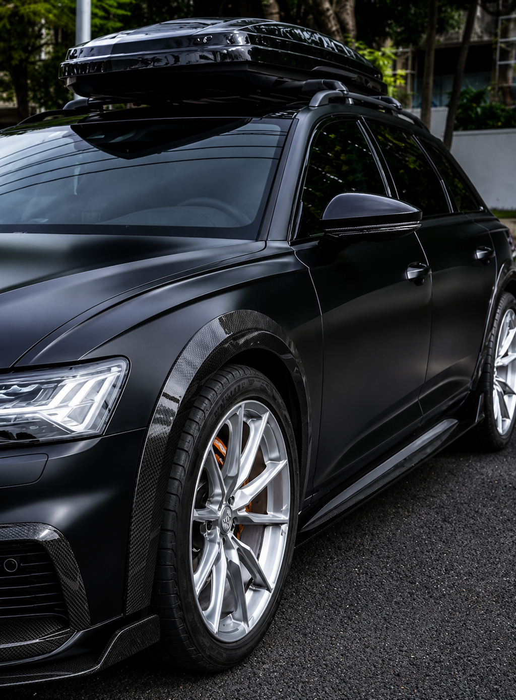 Karbel-Dry Carbon Side Skirts For Audi A6 Allroad C8 2020-2021 Dry Pre-preg Carbon Fiber
