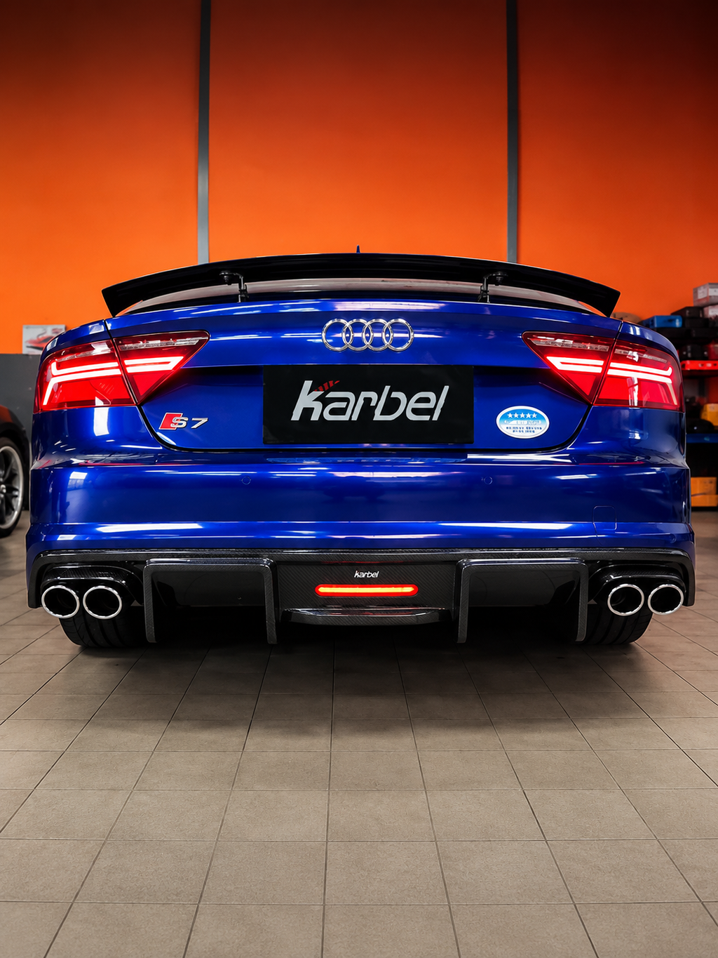 Karbel-Dry Carbon Rear Diffuser for Audi A7 C7.5 2016-2018 Carbon Fiber