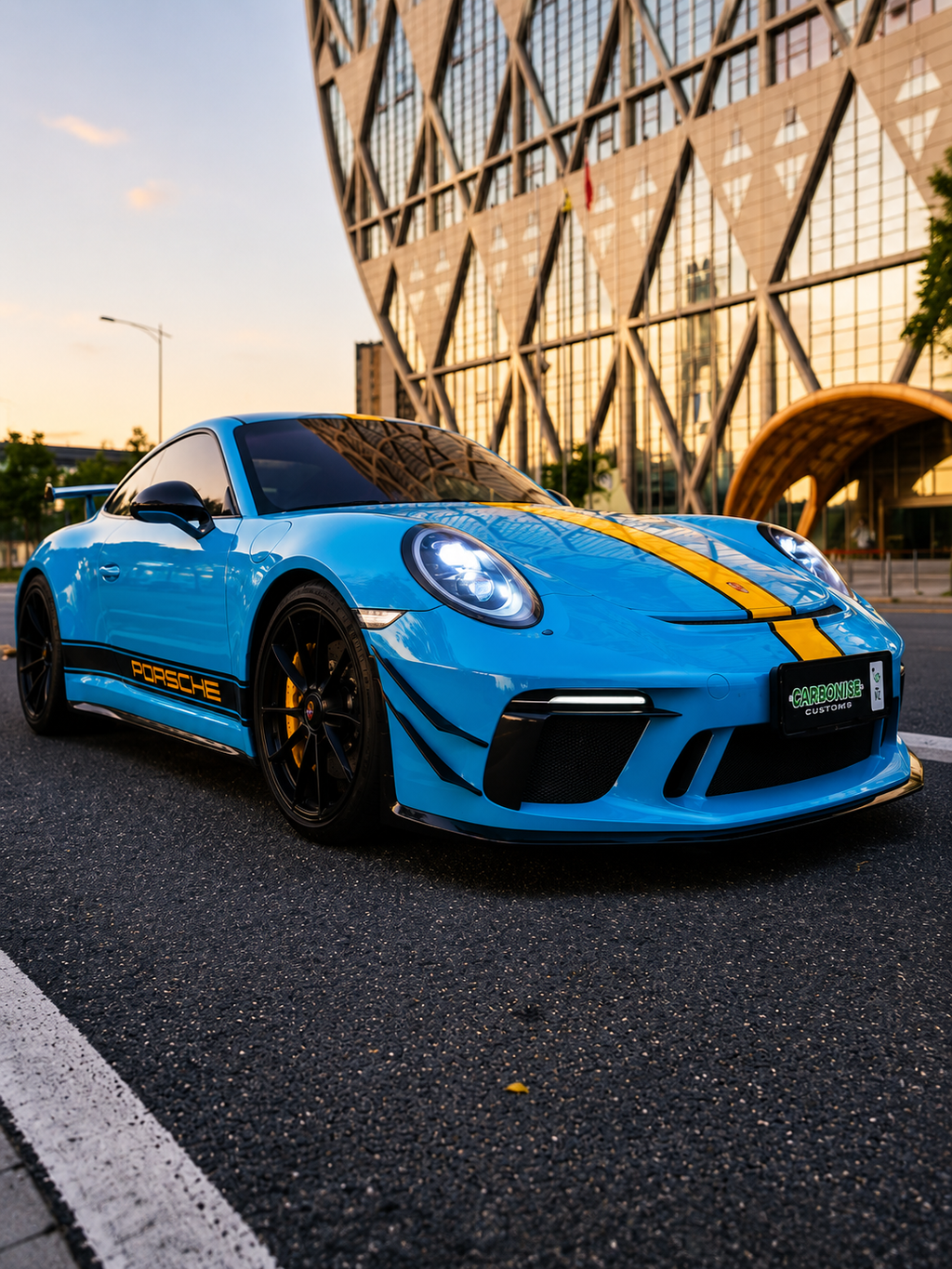 Karbel-Dry Carbon Front Splitter & Side Lip Extension for Porsche 911 991.2 GT3 Carbon Fiber