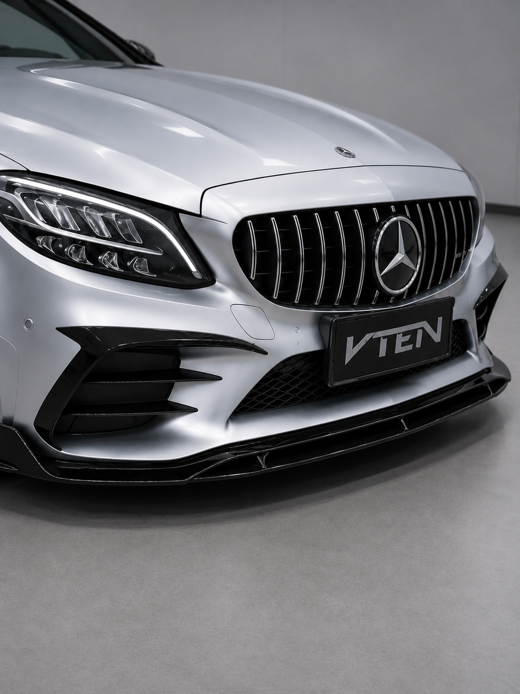 VTEN-Mercedes Benz Front Lip C-Class AMG C63S C63 C43 C450 C300 W205 Sedan W205 Sedan Facelift 2015-2021