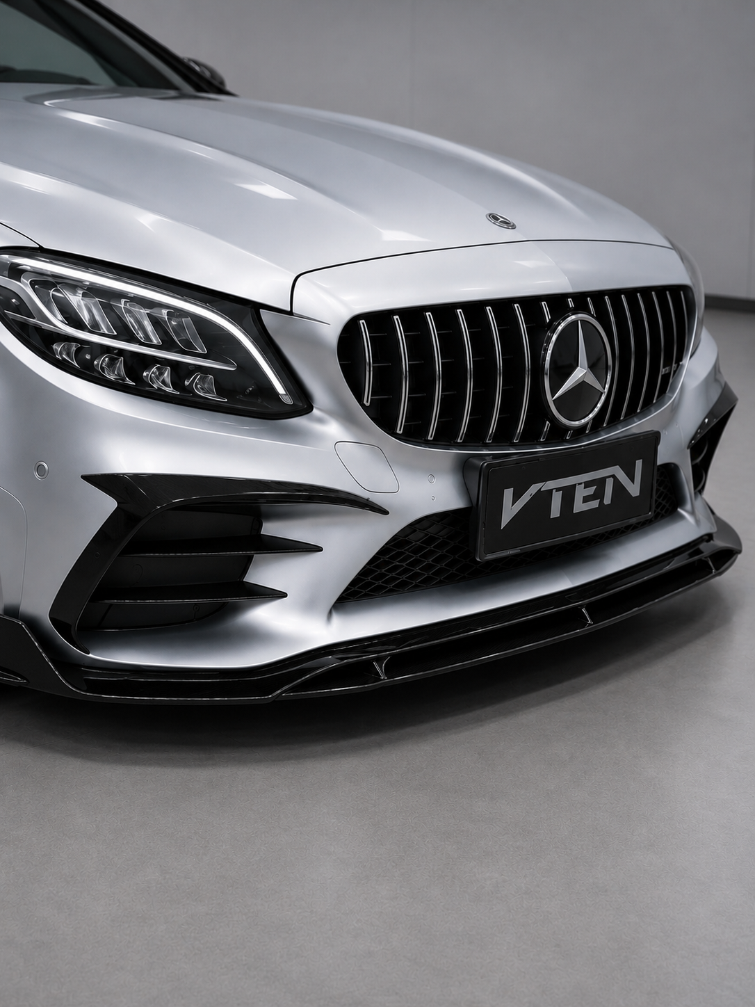 VTEN-Mercedes Benz Front Lip C-Class AMG C63S C63 C43 C450 C300 W205 Sedan W205 Sedan Facelift 2015-2021