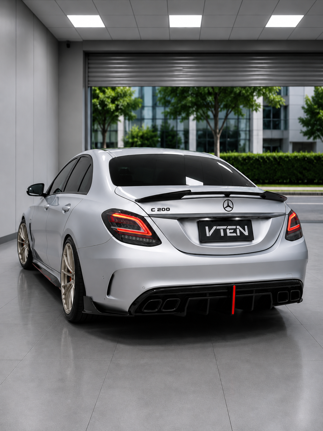 VTEN-Mercedes Benz Rear Diffuser C-Class AMG C63S C63 C43 C450 C300 W205 Sedan W205 Sedan Facelift 2015-2021