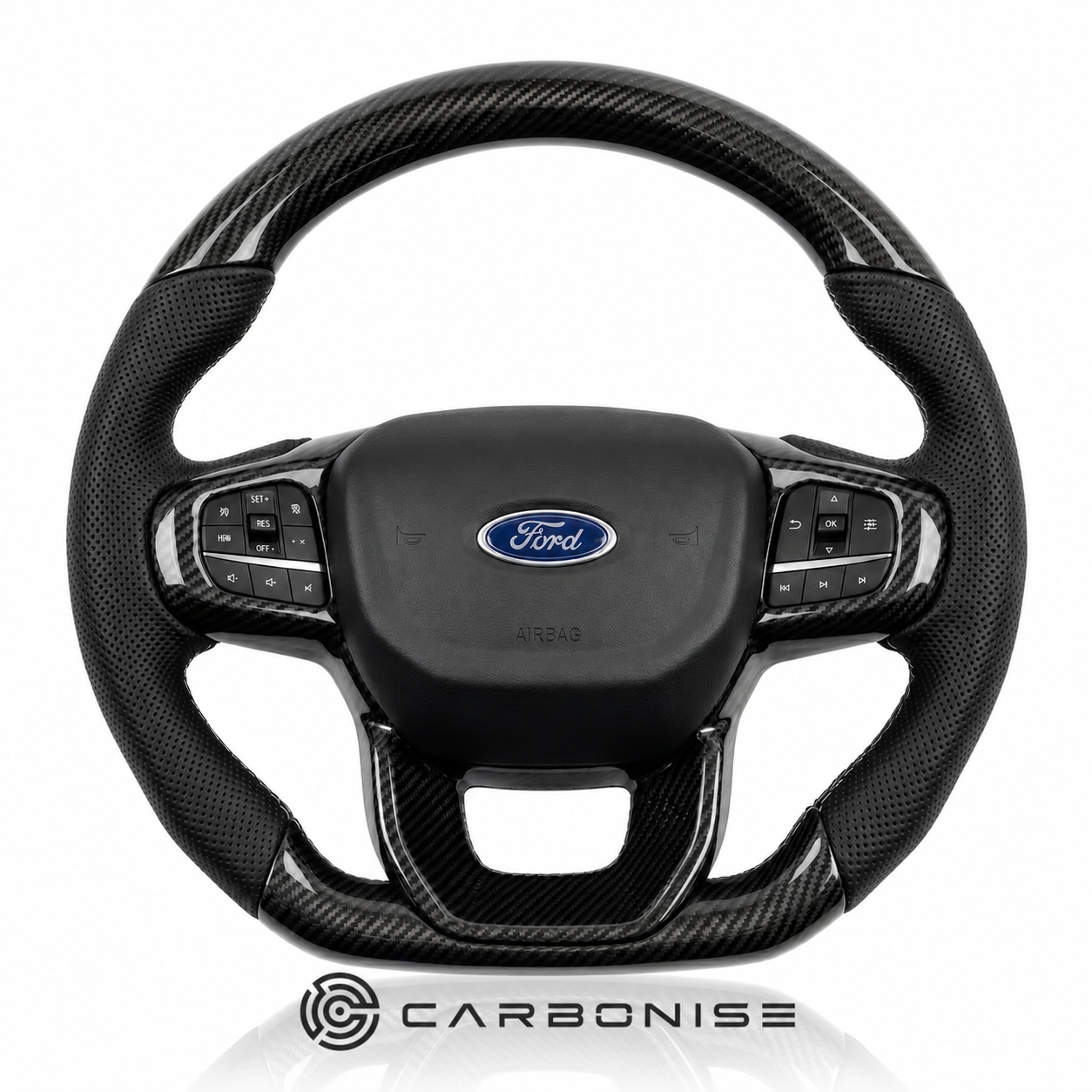 Ford Ranger Steering Wheel (Carbon Fiber+Perforated Leather)