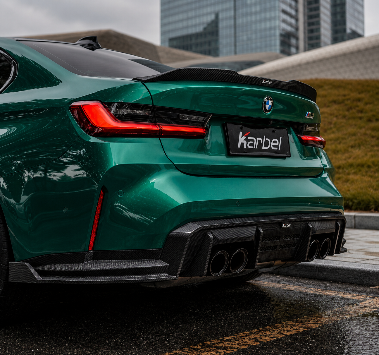 Karbel-Dry Carbon Fiber V2 Rear Diffuser & Canards For M3 G80 2021-Onwards