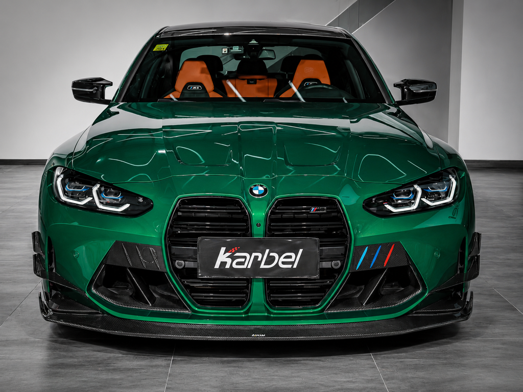 Karbel-Dry Carbon Fiber Front Lip & Upper Lip Trim Replacement for BMW M3 G80 G81 & M4 G82 G83