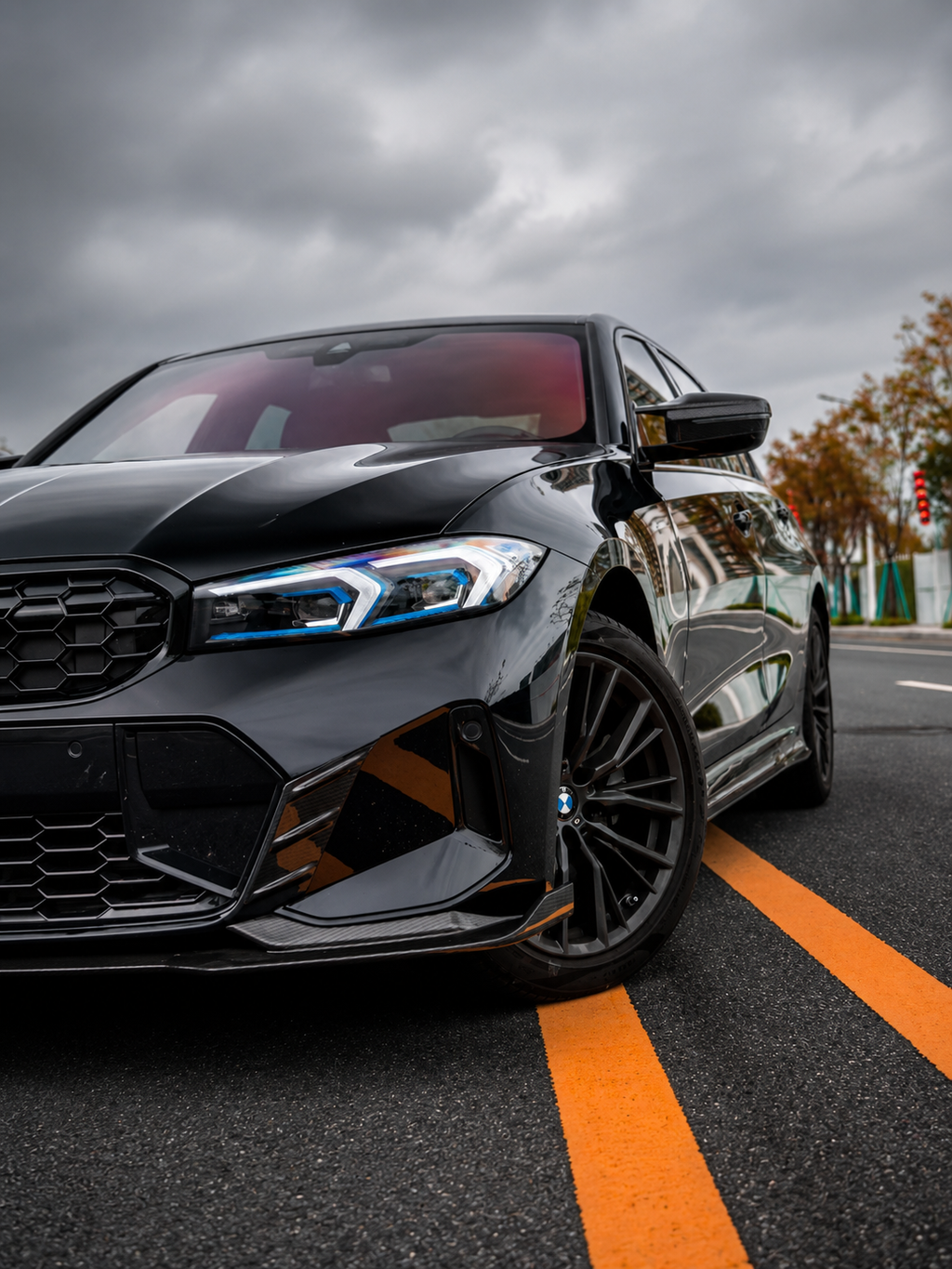 Karbel-Dry Carbon Fiber V2 Front Bumper Upper Valences Trim for BMW 3 Series G20 330i M340i G21 LCI 2023-Onwards