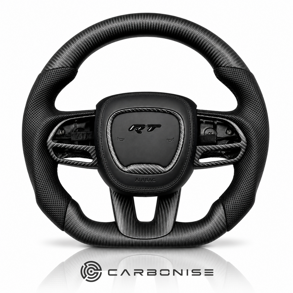 Dodge Steering Wheel(Matt Carbon Fiber+Perforated Leather)#03