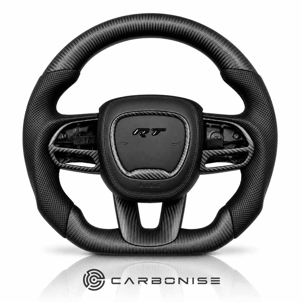 Dodge Steering Wheel(Matt Carbon Fiber+Perforated Leather)#03