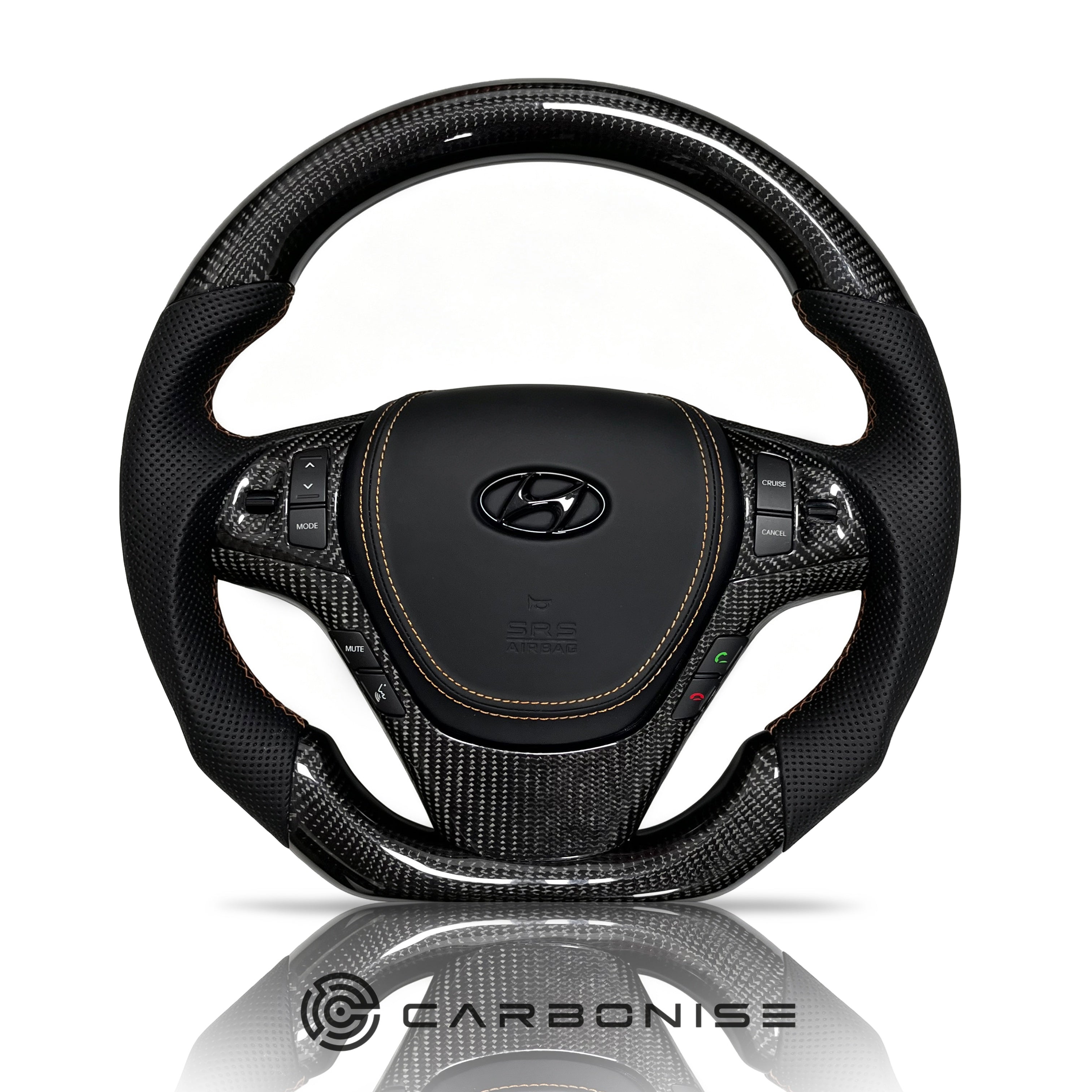 Hyundai Steering Wheel (Carbon Fiber+Perforated Leather) #01
