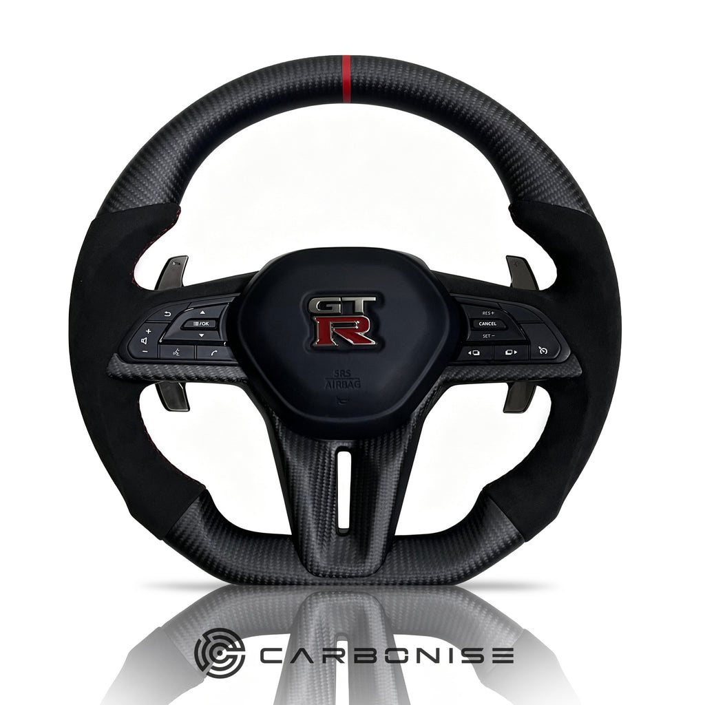 Nissan GTR  Steering Wheel (Matte Carbon Fiber+Perforated Leather) @1