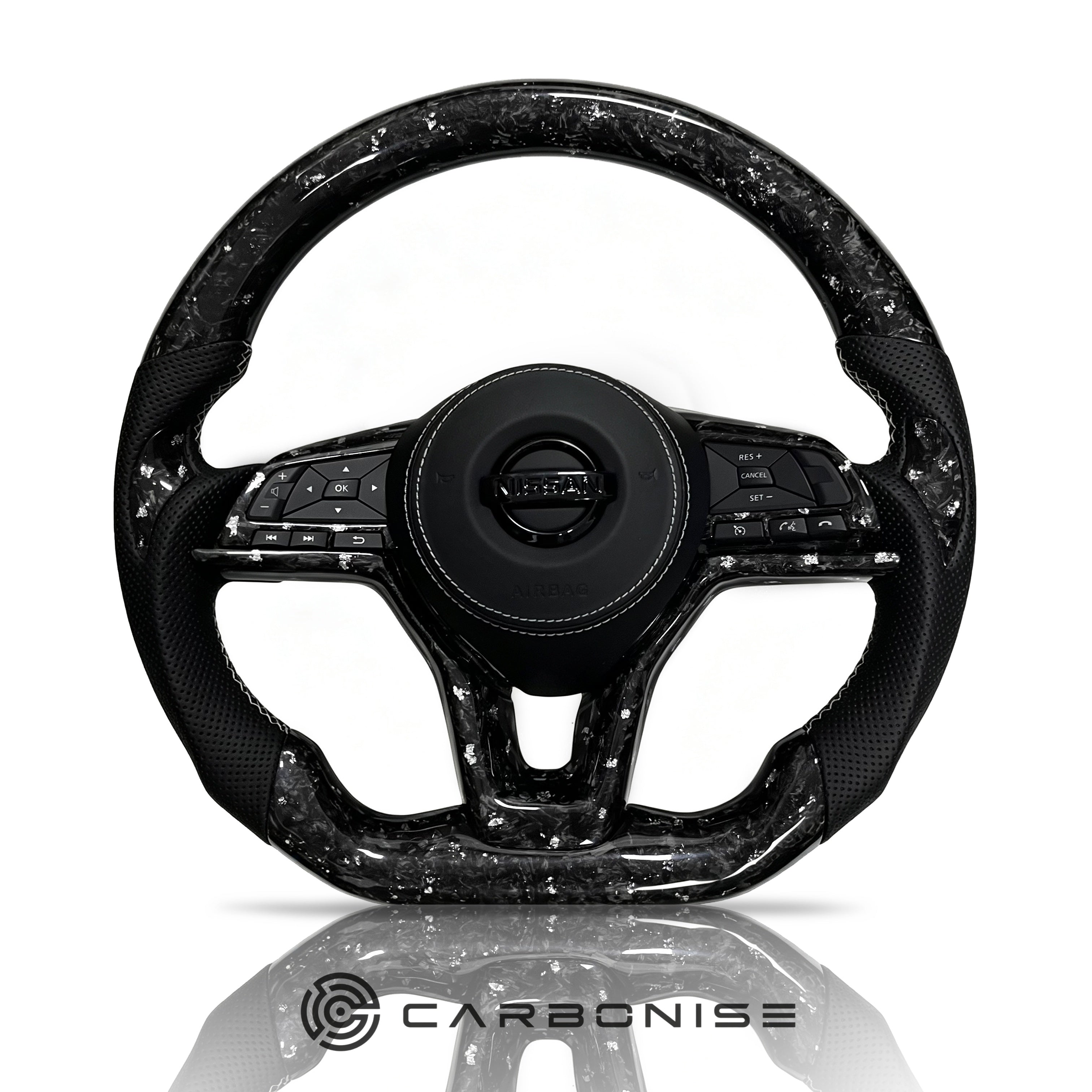 Nissan Steering Wheel (Forged Carbon Fiber+Perforated Leather)