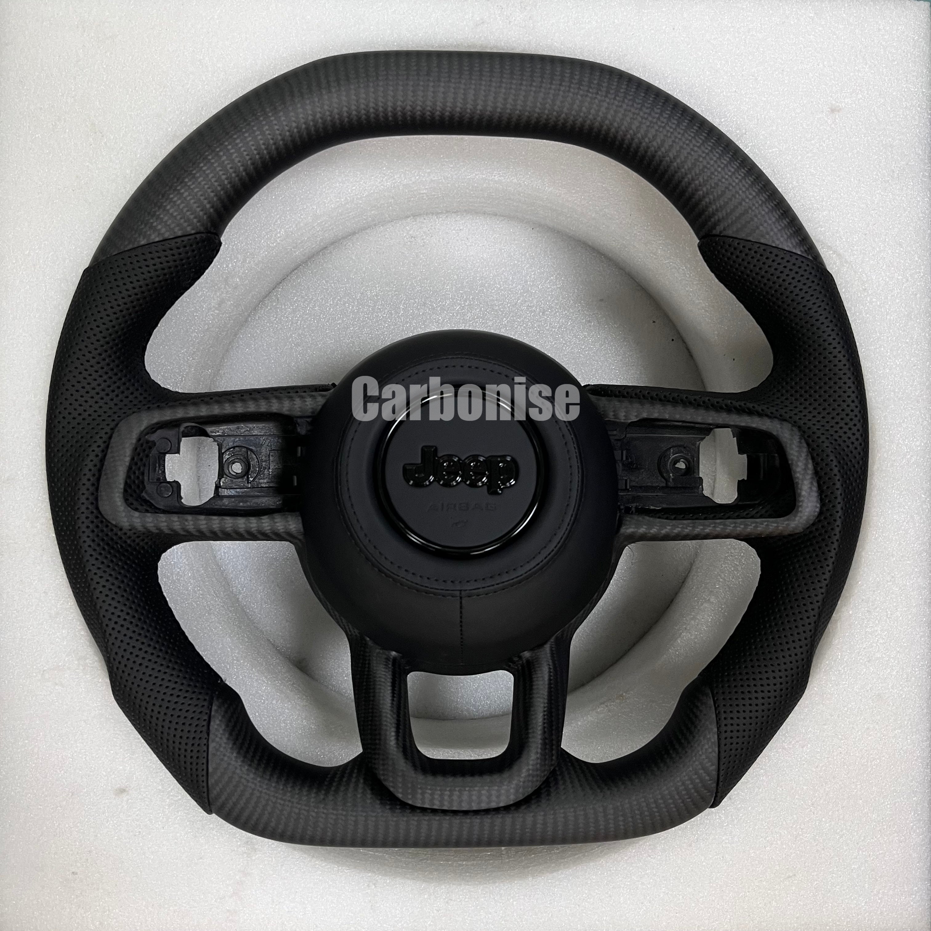 Carbonise Jeep Matte carbon fiber steering wheel with perforated leather grip