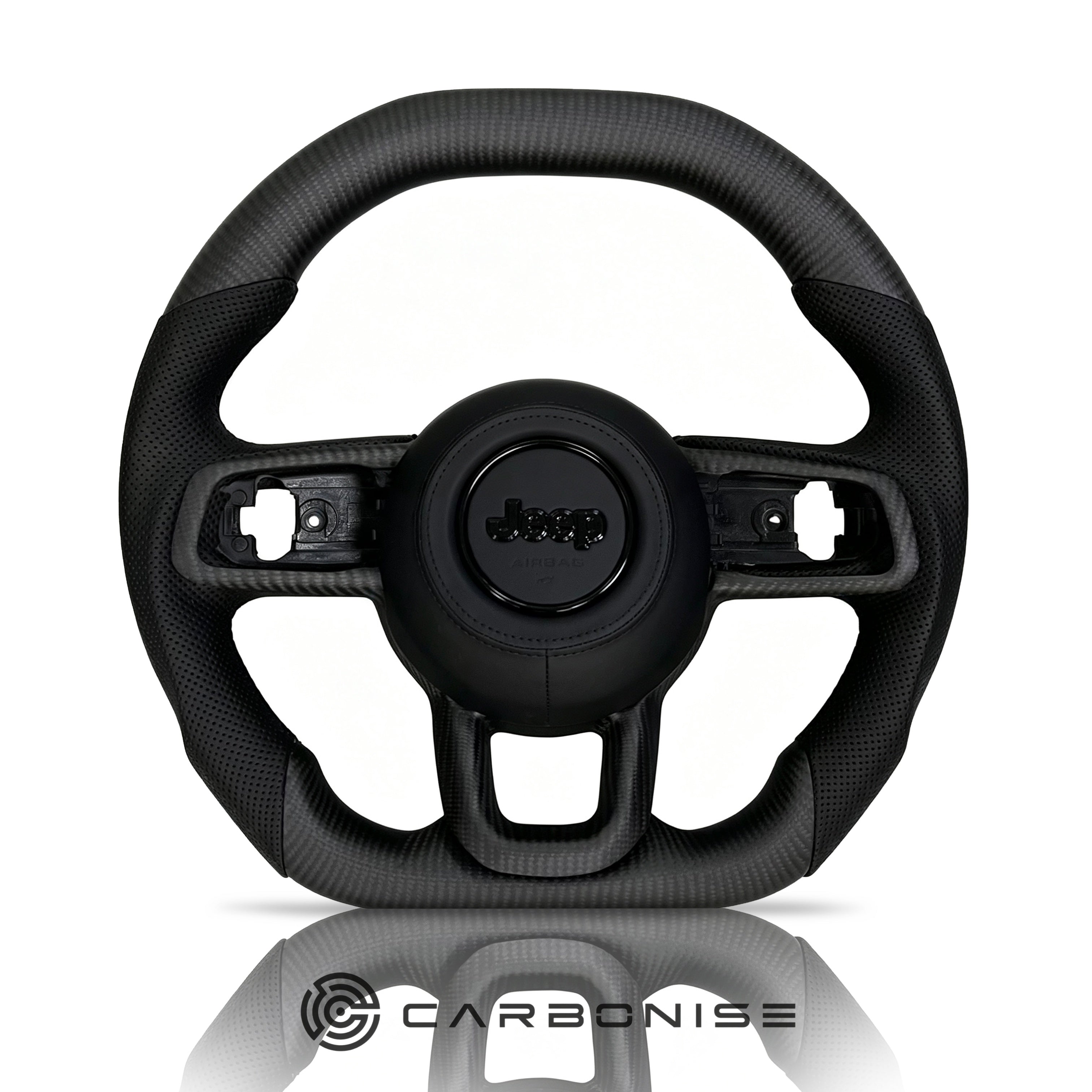 Jeep Steering Wheel (Matte Carbon Fiber+Perforated Leather) @6