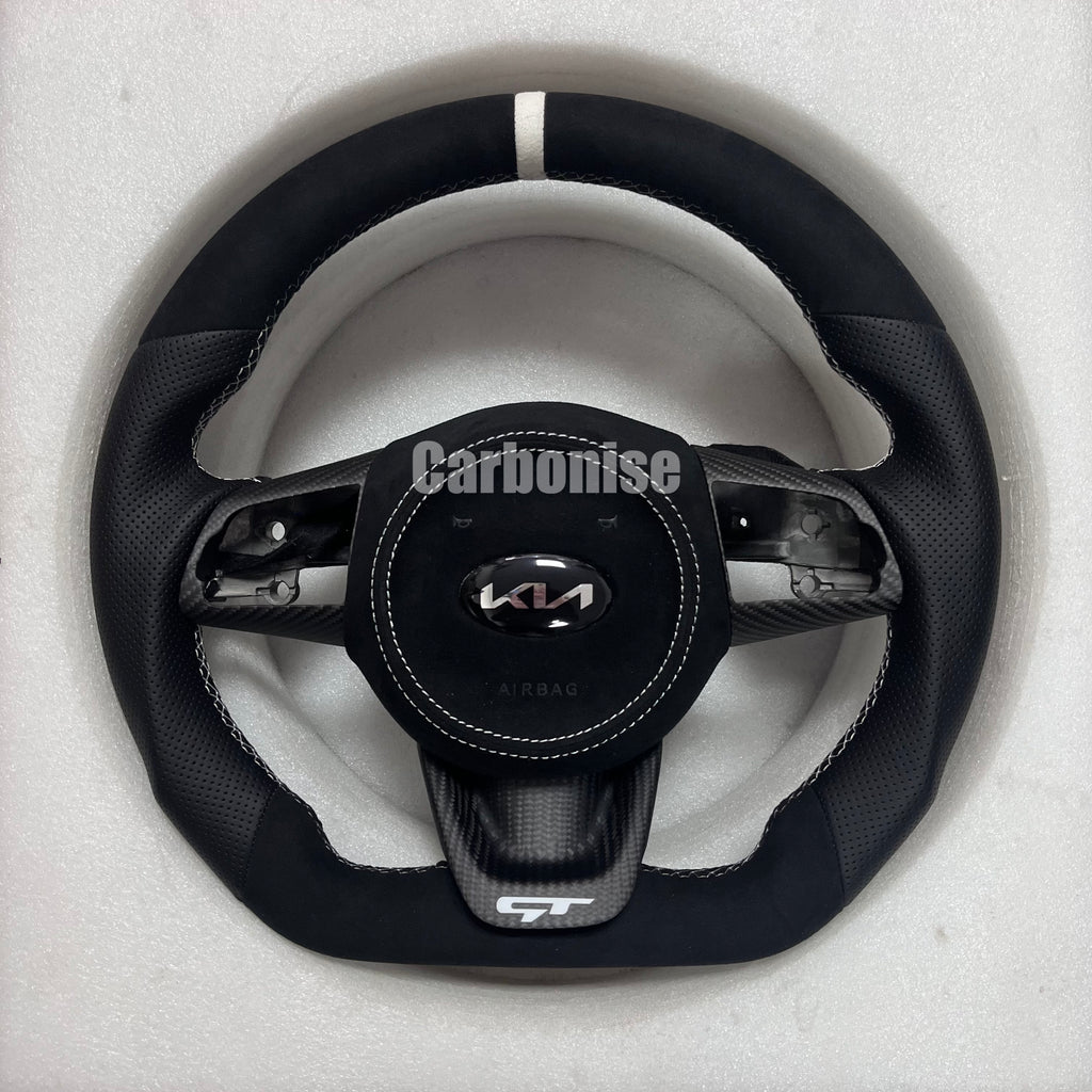 Carbonise Kia carbon fiber steering wheel with Alcantara grip and center stripe