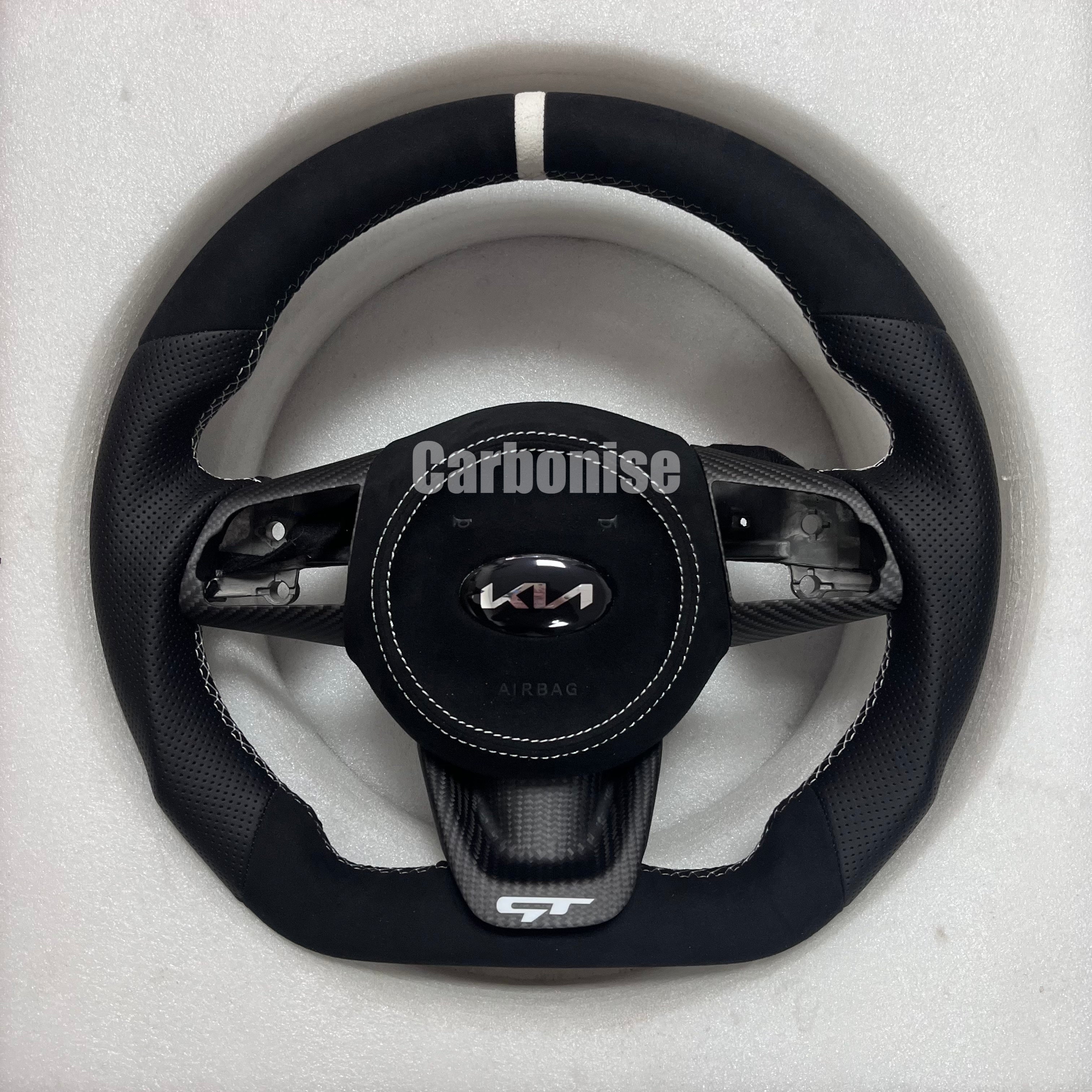 Carbonise Kia carbon fiber steering wheel with Alcantara grip and center stripe