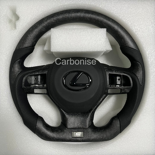 Carbonise Lexus forged carbon steering wheel with perforated leather grips and F Sport badge