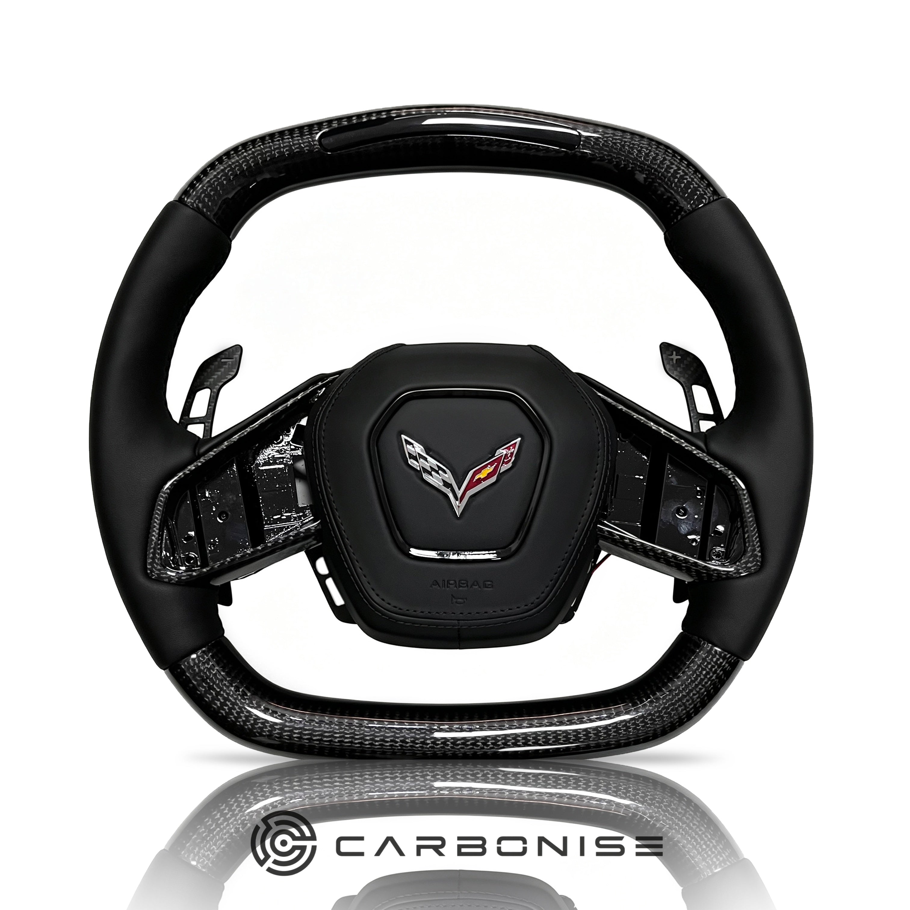Chevrolet Steering Wheel (Carbon Fiber+Smooth Leather)@3
