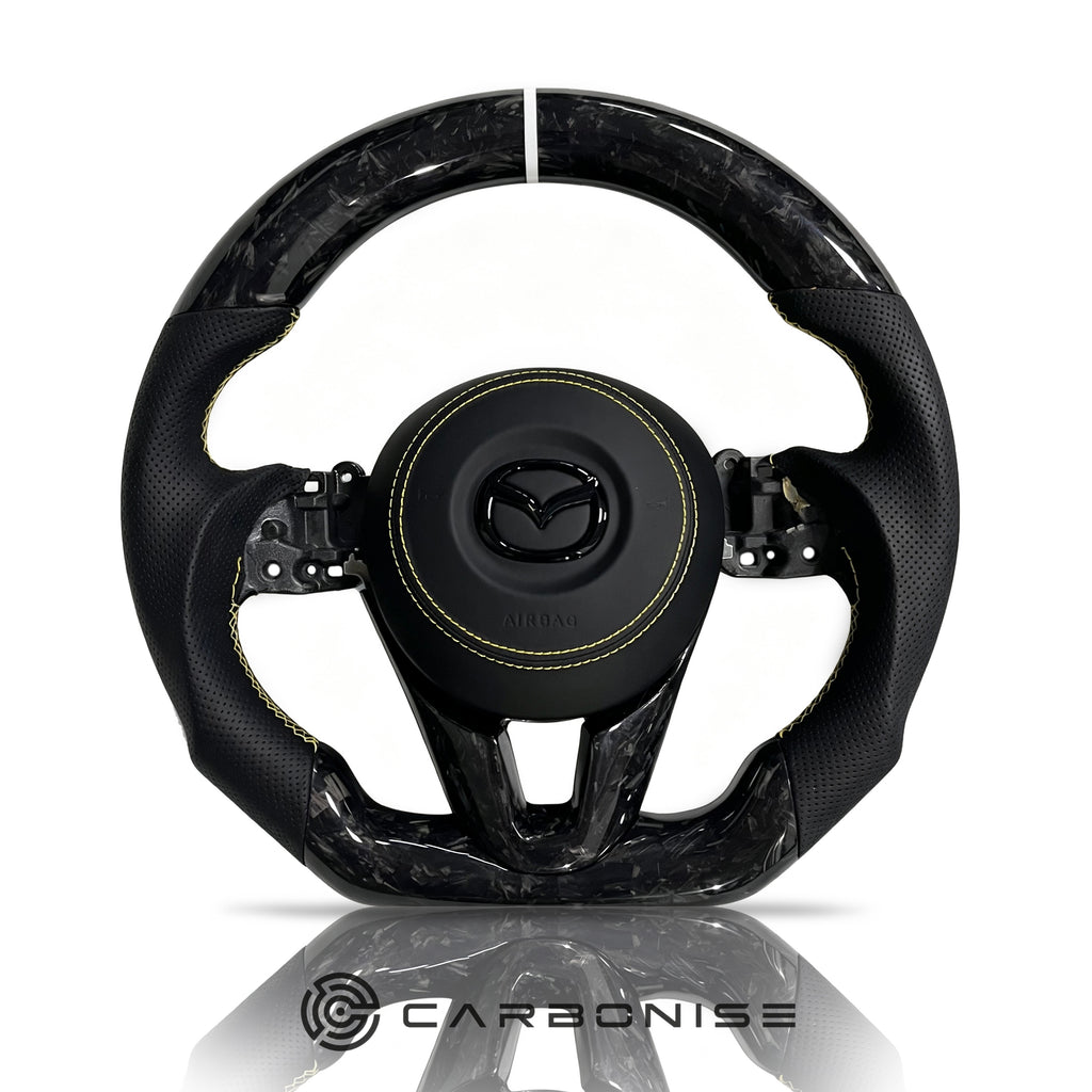 Mazda Steering Wheel (Fogred Carbon Fiber+Perforated Leather) @1