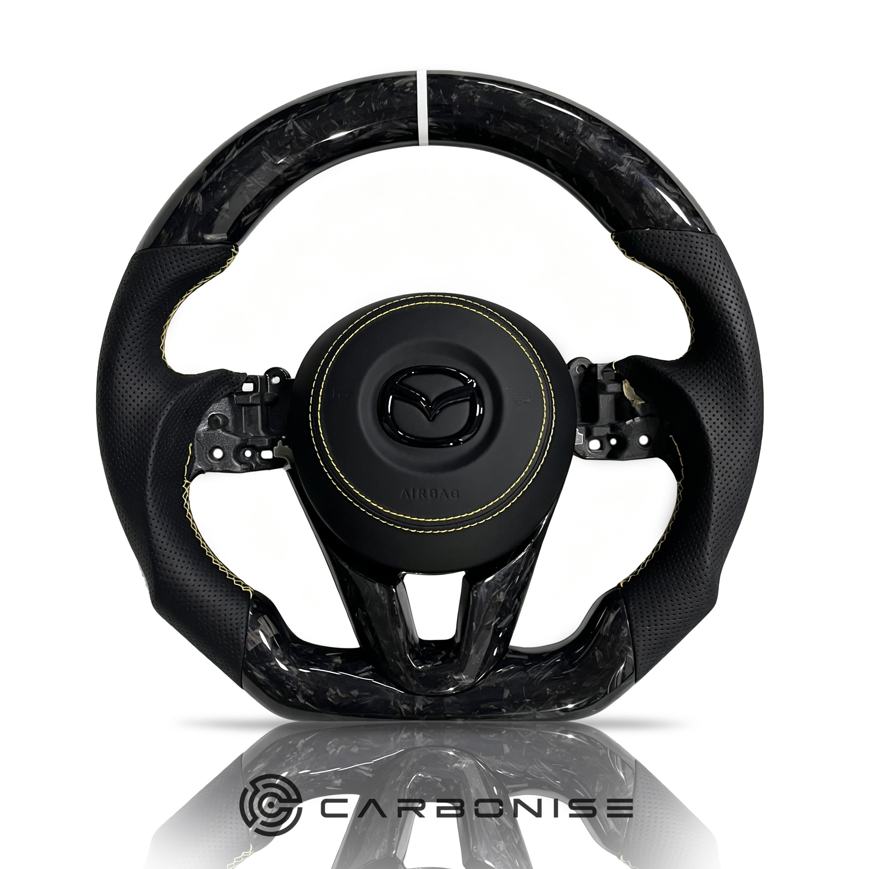 Mazda Steering Wheel (Fogred Carbon Fiber+Perforated Leather) @1