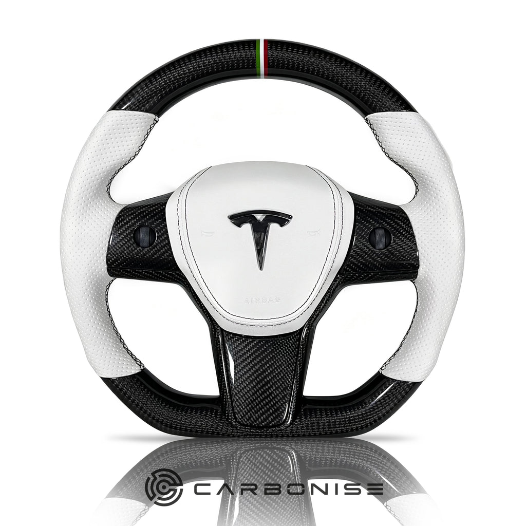 Tesla Steering Wheel (Carbon Fiber+Perforated Leather) #07